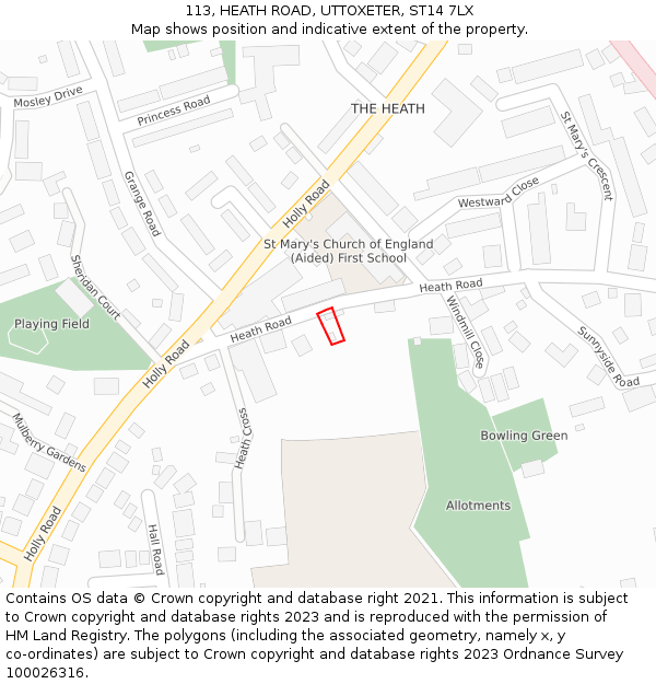 113, HEATH ROAD, UTTOXETER, ST14 7LX: Location map and indicative extent of plot