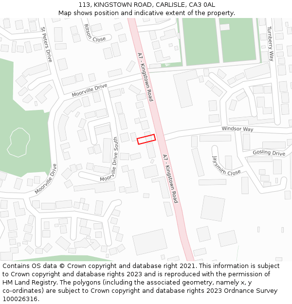 113, KINGSTOWN ROAD, CARLISLE, CA3 0AL: Location map and indicative extent of plot