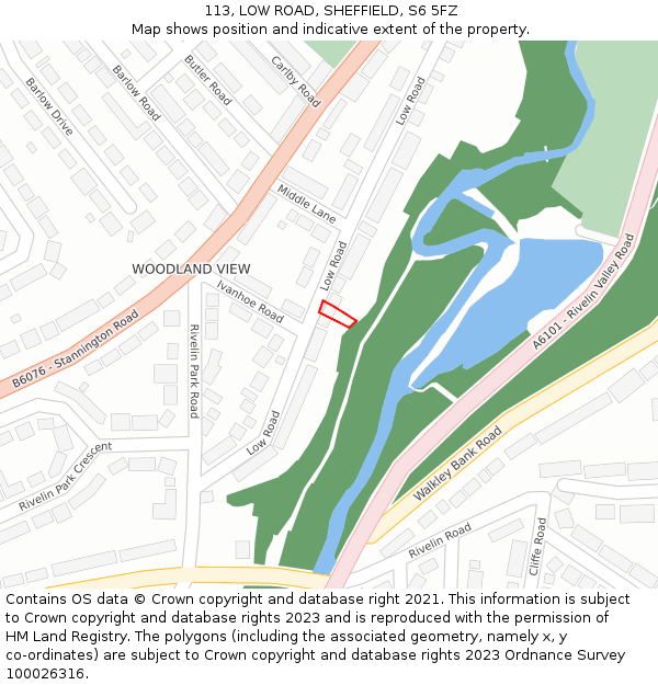 113, LOW ROAD, SHEFFIELD, S6 5FZ: Location map and indicative extent of plot