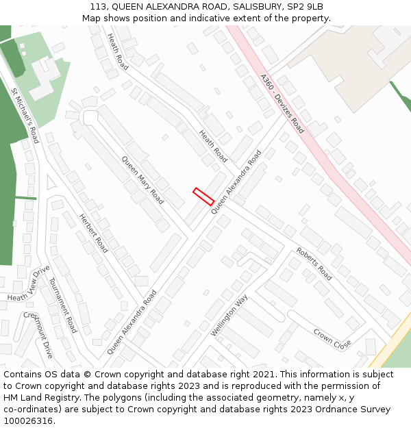 113, QUEEN ALEXANDRA ROAD, SALISBURY, SP2 9LB: Location map and indicative extent of plot