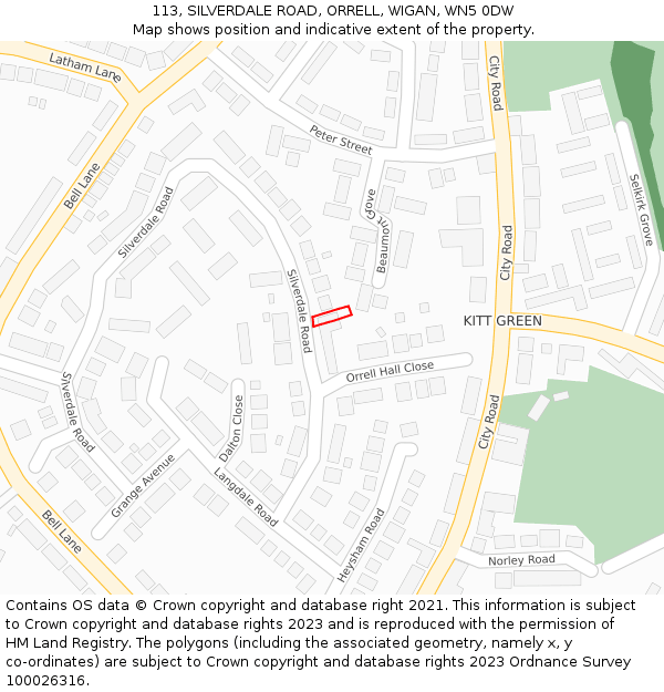113, SILVERDALE ROAD, ORRELL, WIGAN, WN5 0DW: Location map and indicative extent of plot