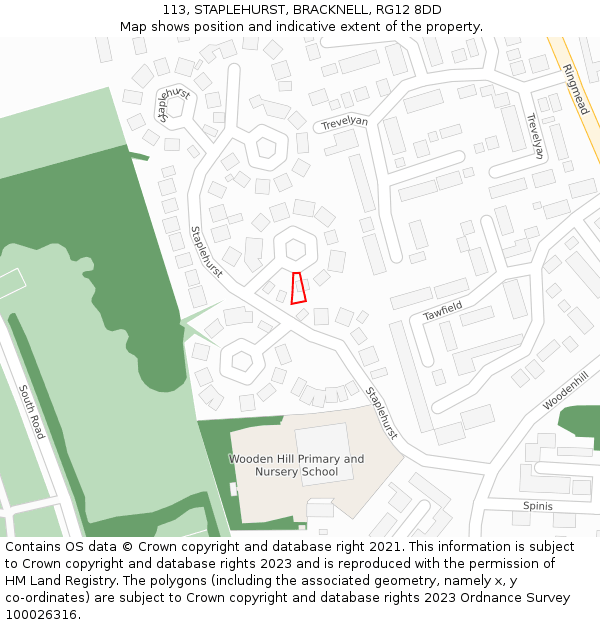 113, STAPLEHURST, BRACKNELL, RG12 8DD: Location map and indicative extent of plot