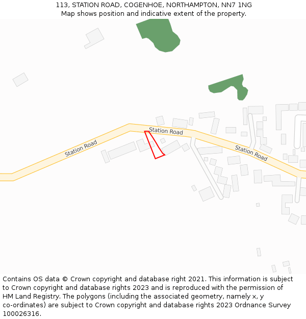 113, STATION ROAD, COGENHOE, NORTHAMPTON, NN7 1NG: Location map and indicative extent of plot