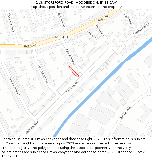 113, STORTFORD ROAD, HODDESDON, EN11 0AW: Location map and indicative extent of plot