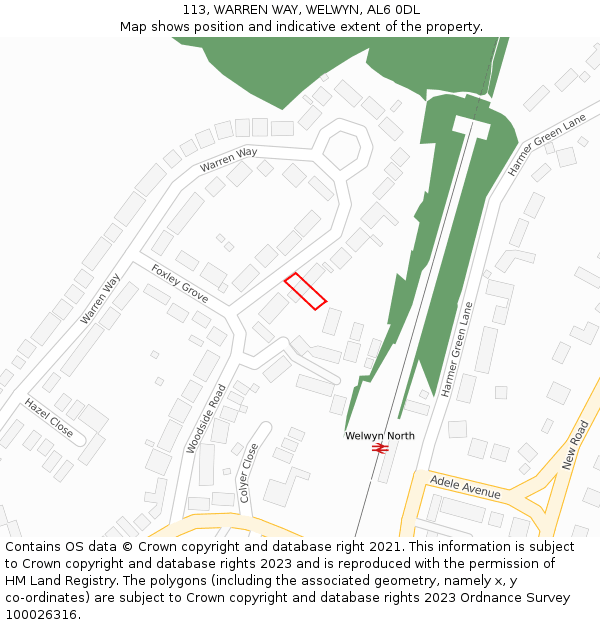 113, WARREN WAY, WELWYN, AL6 0DL: Location map and indicative extent of plot
