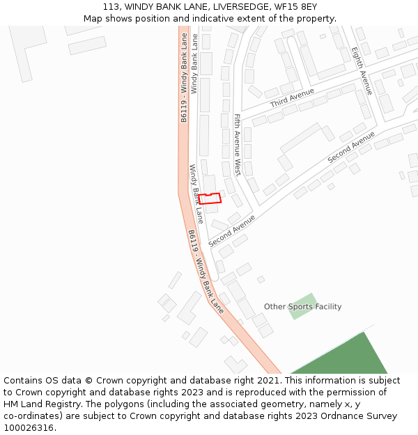 113, WINDY BANK LANE, LIVERSEDGE, WF15 8EY: Location map and indicative extent of plot