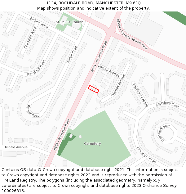 1134, ROCHDALE ROAD, MANCHESTER, M9 6FQ: Location map and indicative extent of plot