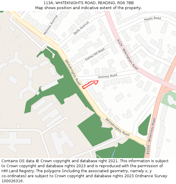 113A, WHITEKNIGHTS ROAD, READING, RG6 7BB: Location map and indicative extent of plot