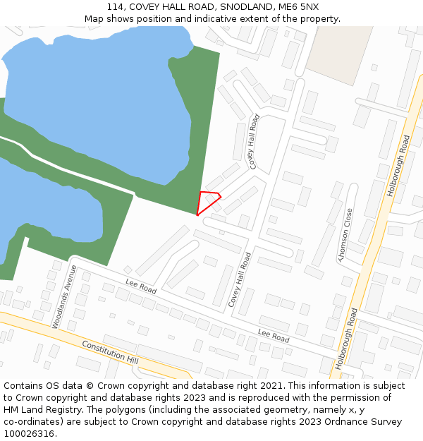 114, COVEY HALL ROAD, SNODLAND, ME6 5NX: Location map and indicative extent of plot