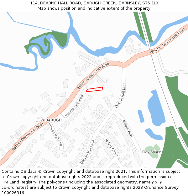 114, DEARNE HALL ROAD, BARUGH GREEN, BARNSLEY, S75 1LX: Location map and indicative extent of plot