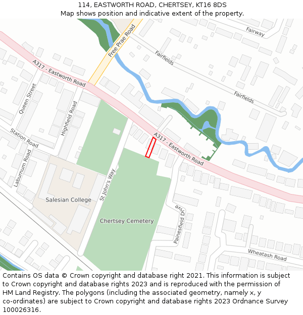 114, EASTWORTH ROAD, CHERTSEY, KT16 8DS: Location map and indicative extent of plot