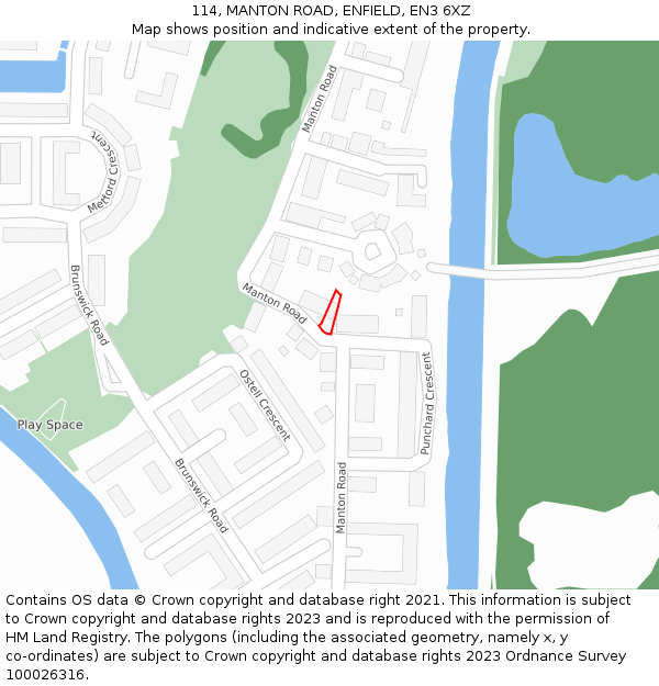 114, MANTON ROAD, ENFIELD, EN3 6XZ: Location map and indicative extent of plot