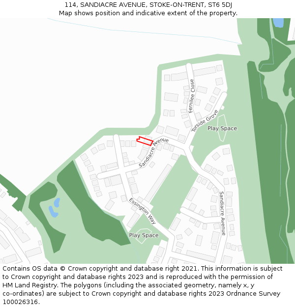 114, SANDIACRE AVENUE, STOKE-ON-TRENT, ST6 5DJ: Location map and indicative extent of plot