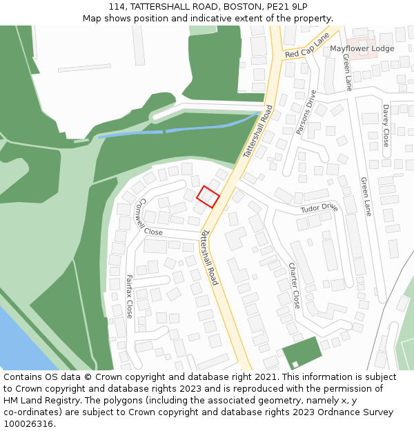 114, TATTERSHALL ROAD, BOSTON, PE21 9LP: Location map and indicative extent of plot
