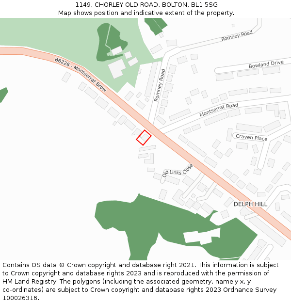 1149, CHORLEY OLD ROAD, BOLTON, BL1 5SG: Location map and indicative extent of plot