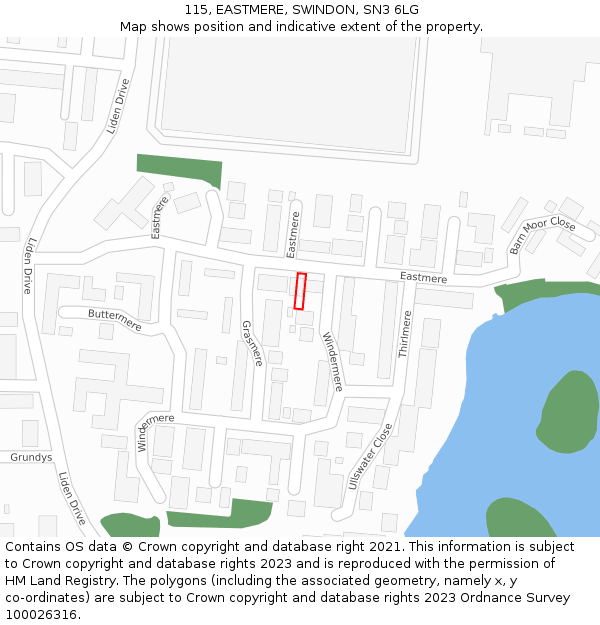 115, EASTMERE, SWINDON, SN3 6LG: Location map and indicative extent of plot