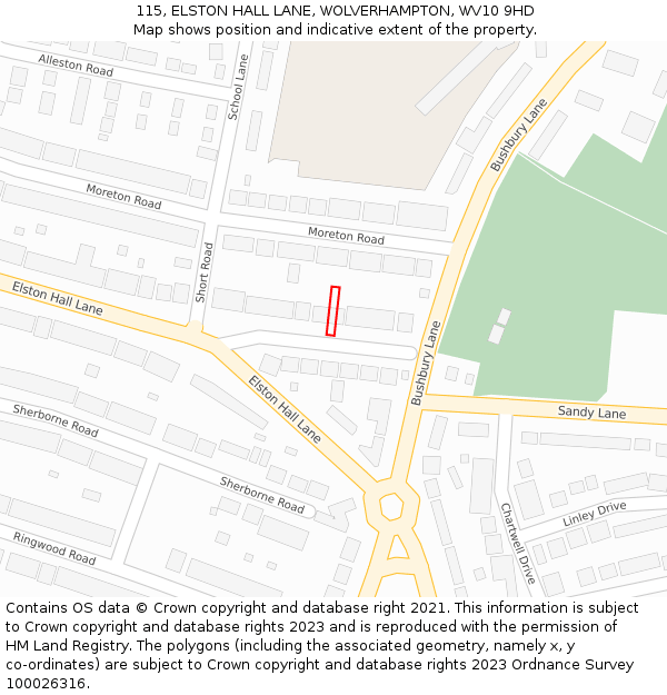 115, ELSTON HALL LANE, WOLVERHAMPTON, WV10 9HD: Location map and indicative extent of plot
