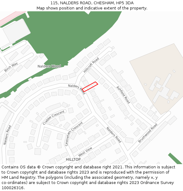 115, NALDERS ROAD, CHESHAM, HP5 3DA: Location map and indicative extent of plot