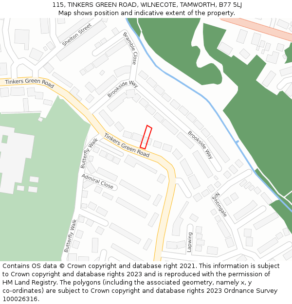 115, TINKERS GREEN ROAD, WILNECOTE, TAMWORTH, B77 5LJ: Location map and indicative extent of plot