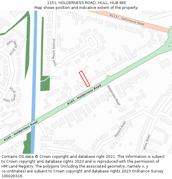 1151, HOLDERNESS ROAD, HULL, HU8 9EE: Location map and indicative extent of plot