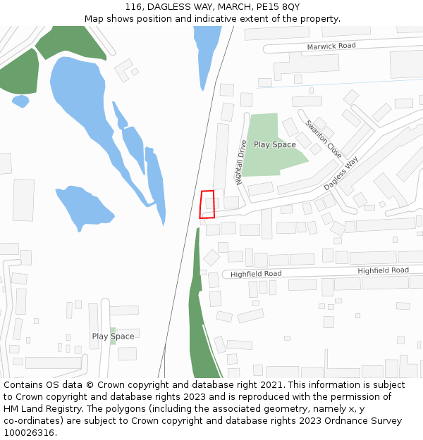 116, DAGLESS WAY, MARCH, PE15 8QY: Location map and indicative extent of plot