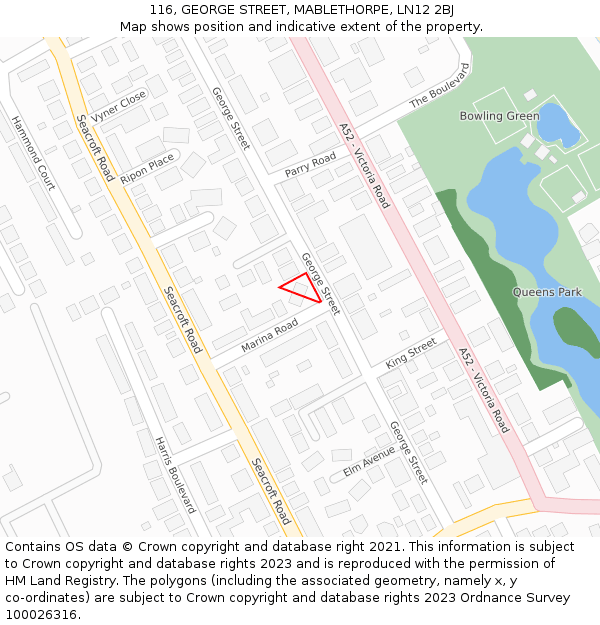116, GEORGE STREET, MABLETHORPE, LN12 2BJ: Location map and indicative extent of plot