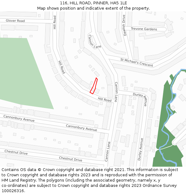 116, HILL ROAD, PINNER, HA5 1LE: Location map and indicative extent of plot