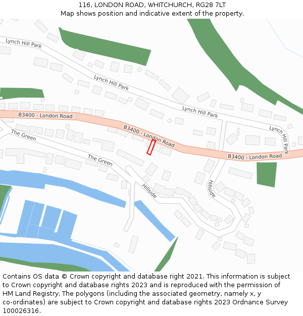 116, LONDON ROAD, WHITCHURCH, RG28 7LT: Location map and indicative extent of plot