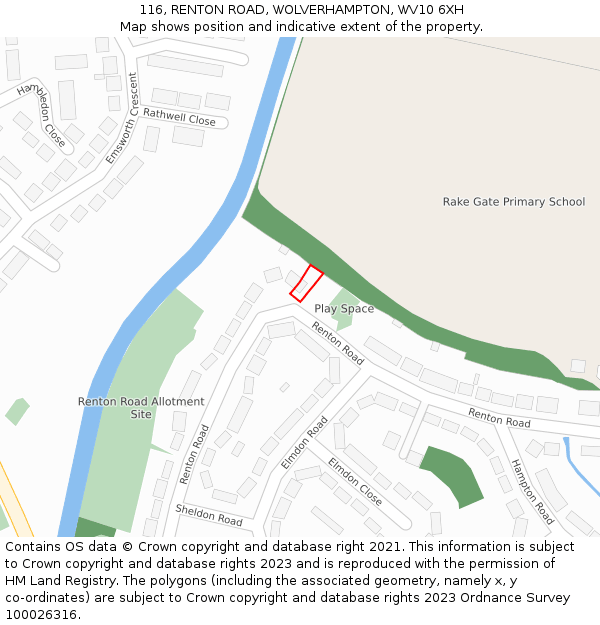 116, RENTON ROAD, WOLVERHAMPTON, WV10 6XH: Location map and indicative extent of plot
