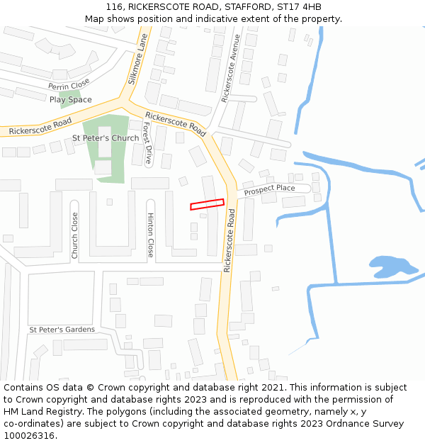 116, RICKERSCOTE ROAD, STAFFORD, ST17 4HB: Location map and indicative extent of plot
