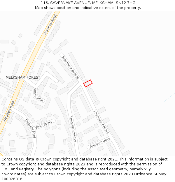 116, SAVERNAKE AVENUE, MELKSHAM, SN12 7HG: Location map and indicative extent of plot