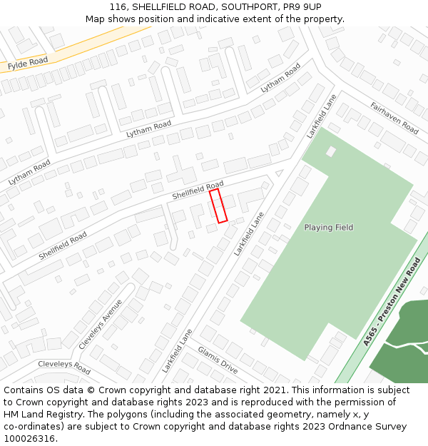 116, SHELLFIELD ROAD, SOUTHPORT, PR9 9UP: Location map and indicative extent of plot