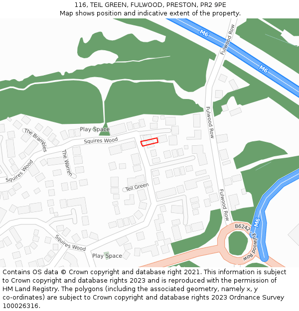 116, TEIL GREEN, FULWOOD, PRESTON, PR2 9PE: Location map and indicative extent of plot