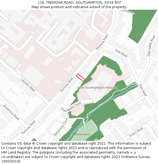 116, TREMONA ROAD, SOUTHAMPTON, SO16 6HT: Location map and indicative extent of plot