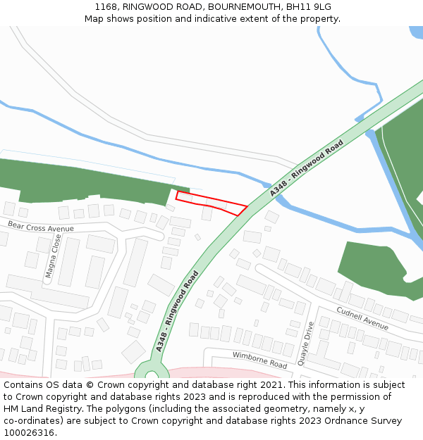 1168, RINGWOOD ROAD, BOURNEMOUTH, BH11 9LG: Location map and indicative extent of plot