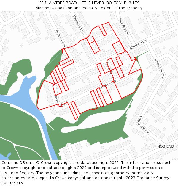 117, AINTREE ROAD, LITTLE LEVER, BOLTON, BL3 1ES: Location map and indicative extent of plot