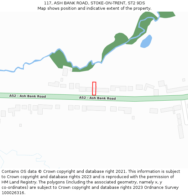 117, ASH BANK ROAD, STOKE-ON-TRENT, ST2 9DS: Location map and indicative extent of plot