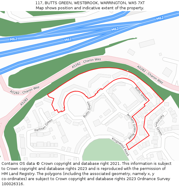 117, BUTTS GREEN, WESTBROOK, WARRINGTON, WA5 7XT: Location map and indicative extent of plot