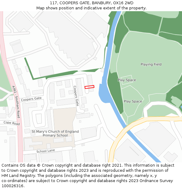 117, COOPERS GATE, BANBURY, OX16 2WD: Location map and indicative extent of plot