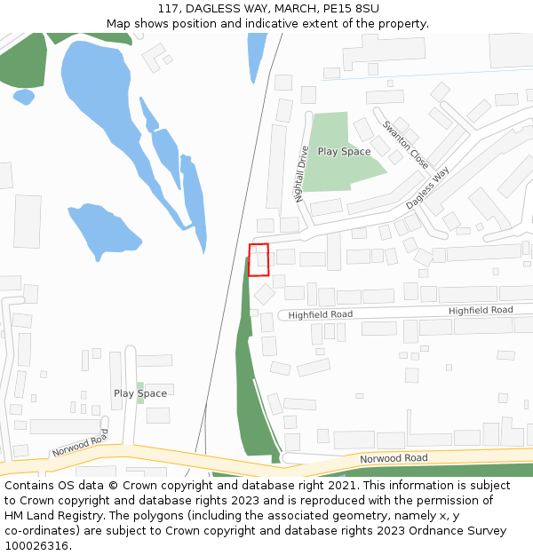 117, DAGLESS WAY, MARCH, PE15 8SU: Location map and indicative extent of plot