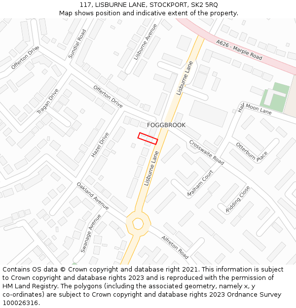 117, LISBURNE LANE, STOCKPORT, SK2 5RQ: Location map and indicative extent of plot