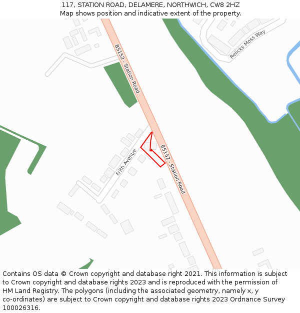 117, STATION ROAD, DELAMERE, NORTHWICH, CW8 2HZ: Location map and indicative extent of plot