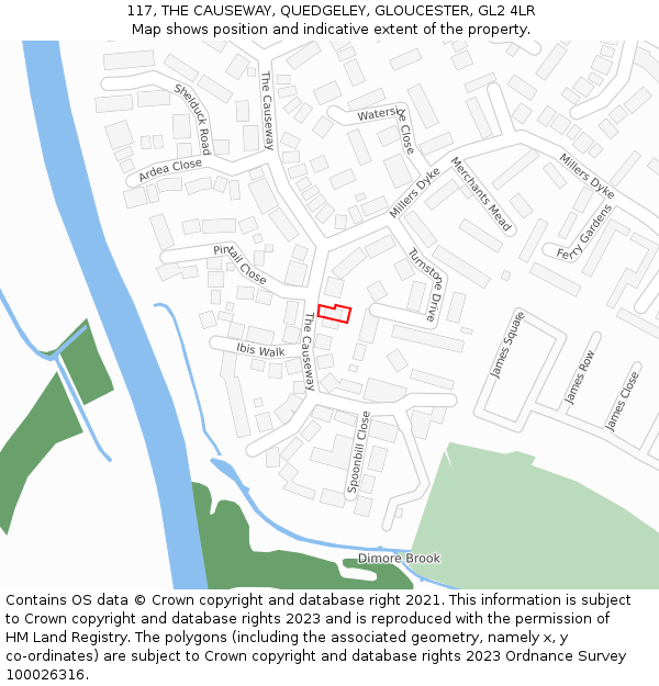 117, THE CAUSEWAY, QUEDGELEY, GLOUCESTER, GL2 4LR: Location map and indicative extent of plot