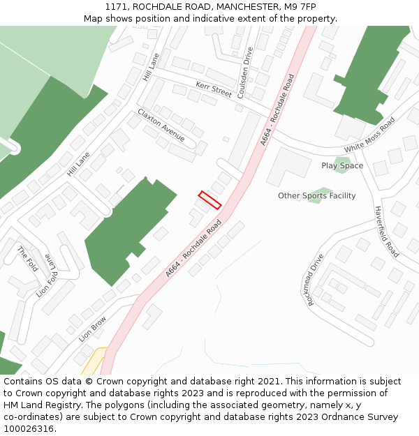 1171, ROCHDALE ROAD, MANCHESTER, M9 7FP: Location map and indicative extent of plot