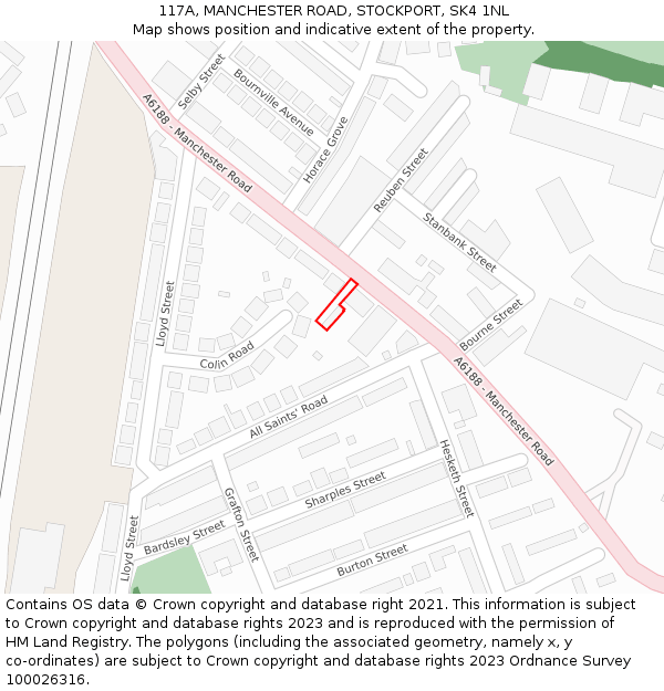 117A, MANCHESTER ROAD, STOCKPORT, SK4 1NL: Location map and indicative extent of plot