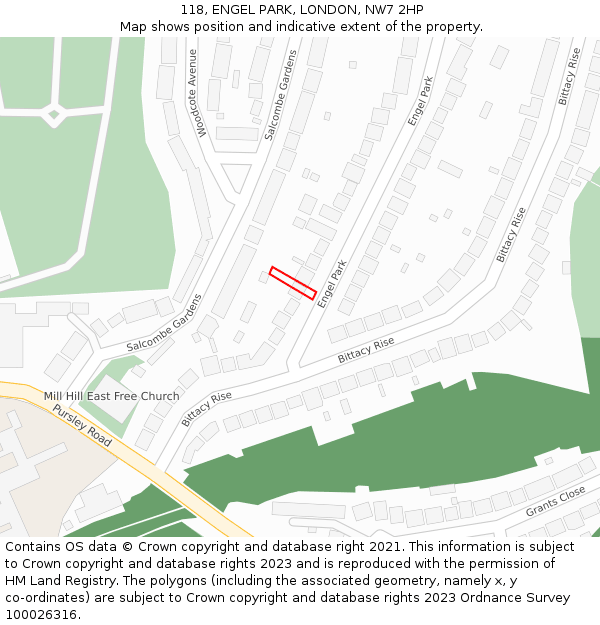 118, ENGEL PARK, LONDON, NW7 2HP: Location map and indicative extent of plot