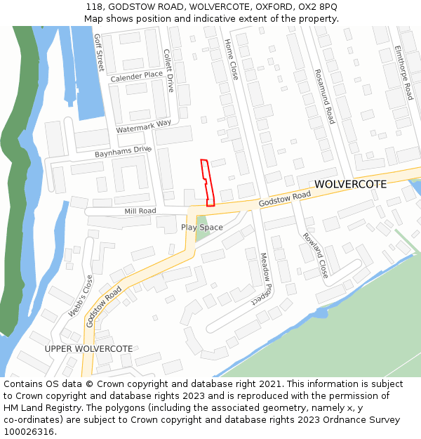 118, GODSTOW ROAD, WOLVERCOTE, OXFORD, OX2 8PQ: Location map and indicative extent of plot