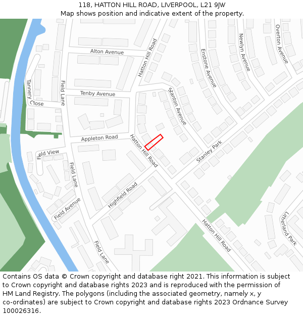 118, HATTON HILL ROAD, LIVERPOOL, L21 9JW: Location map and indicative extent of plot