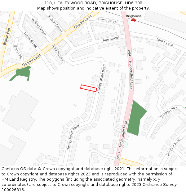 118, HEALEY WOOD ROAD, BRIGHOUSE, HD6 3RR: Location map and indicative extent of plot