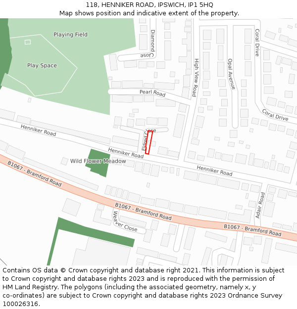 118, HENNIKER ROAD, IPSWICH, IP1 5HQ: Location map and indicative extent of plot